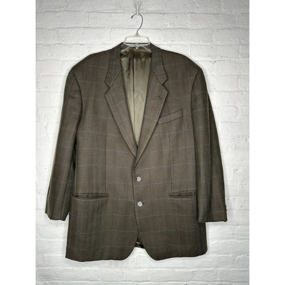 Men’s LUBIAM Green Wool Plaid Jacket Blazer 48/58R